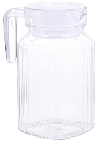 Garneck Wasserkrug Kunststoff Kühlschrankkrug Saftkrug Wasserkaraffe Saftkaraffe Saftspender Wasserkanne Getränkekanne für Kalt Warm Wasser Tee Kaffee Milch Getränke Eistee 600ml