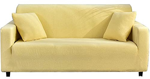 BXFUL Spandex Sofabezug Stretch Sofahusse Couchbezug Sesselbezug Elastischer rutschfest Stretchhusse für Sofa (2 Sitzer,Gelb)