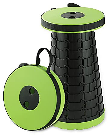 GKZJ Camping Klapphocker Faltbar,Falthocke,Klappbarer Hocker Höhenverstellbar,Teleskophocker für Outdoor Camping Angeln Wandern,Green