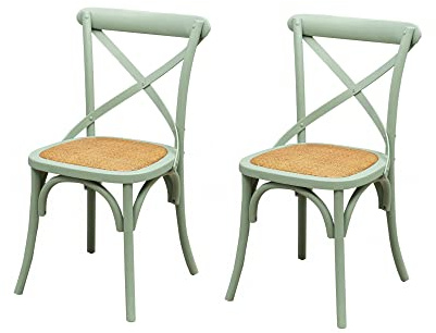 Biscottini Set 2 Chaises Salle a Manger Bois 86x42x46 cm - Chaise rotin Salle à Manger - Chaise de Cuisine - Chaises bistrot Bois Vintage