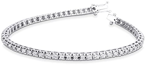 amorili Bracciale Tennis Uomo Donna in Argento 925 | Zirconi mm 3 Disponibile in Vari Colori | Gioiello Unisex Elegante e Luminoso | Idea Regalo per Lui e Lei (bianco cm18)