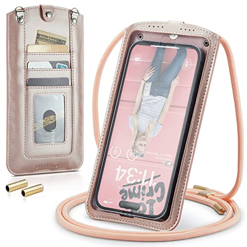 Casecond Donna Borsa a Tracolla per Mini Cellulare Piccola Borsa per Universale Telefono Portatile per iPhone 13 12 11 Pro Max X XR 8 Plus Samsung Z Flip 4 5G S23 Ultra A53 Xiaomi Fino a 7.3 Oro Rosa