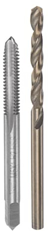 sourcing map Tap & Bit Sets, M5 x 1 H2 Straight Flute Machine Thread Milling Tap, 4mm M35 Cobalt High Speed Steel (HSS-CO) Twist Drill Bit