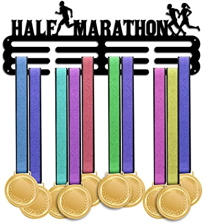 PandaHall Medaillenhalter Display Halbmarathon Medaillenaufhänger Metall Medaillenständer Rahmen Für Laufsport Auszeichnungen Bandhalter Wandmontage Abgestuftes Auszeichnungsregal Für Läufer Mit Mehr