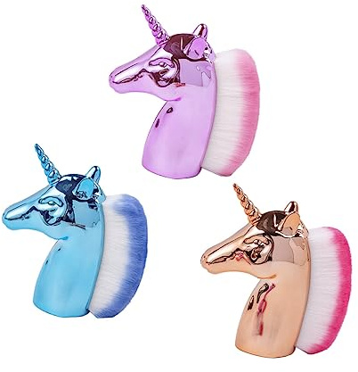 Beavorty Unicorn Nail Brush Set 3 pieces Nail Cleaning Brush for Manicure and Pedicure Dust Removal after Filing and before Buffing Soft Bristle Art Cleaning Tool 3.54 X 3.15 X 1.18 in