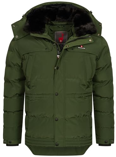 Höhenhorn Adamelo Herren Winter Jacke Quilted Steppjacke Gefüttert Winterjacke mit Abnehmbarem Kunstfellkragen