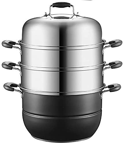 ANSNOW Olla de Sopa de Vapor para el Hogar, Vaporera Espesada, Bollos Pequeños Al Vapor, Cocina de Inducción, Olla de Estufa de Gas/28Cm