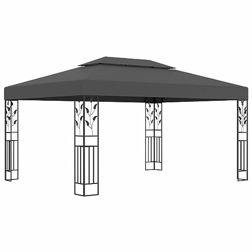 Pavillon mit Doppeldach, Chaduof Faltpavillon, Pergola, Partyzelt, Standmarkise, Sonnenzelt, Garten Pavillion, Grillpavillon, 3x4 m Anthrazit