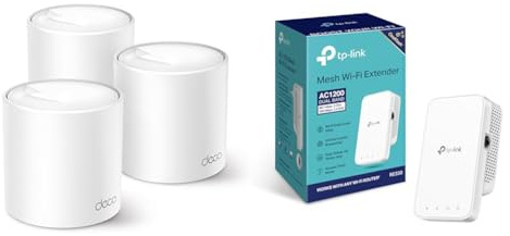 TP-Link Deco X50 Mesh WLAN Set (3 Pack) & RE330 WLAN Verstärker Repeater AC1200