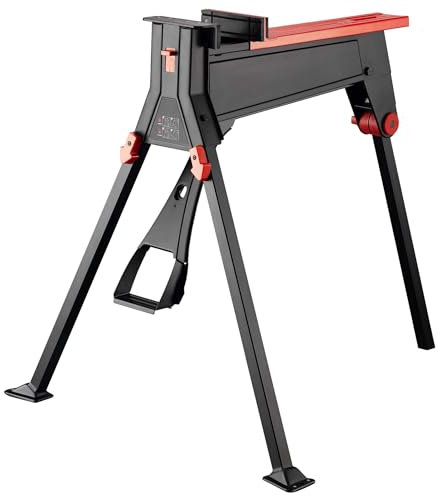 Wiltec Banco da lavoro pieghevole con morsa 98 x 88 x 87 cm, tavolo da lavoro pieghevole con capacità max 200 kg, banco da lavoro officina