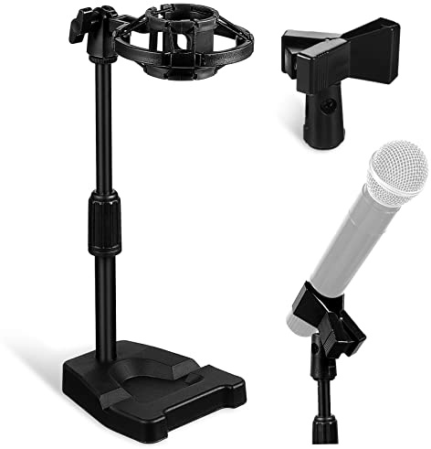 TOYANDONA Tischmikrofonständer mit Stabilem Fuß aus Kunststoff und Metall Verstellbarer Mikrofonhalterung mit Shock Mount Halter für Games und Vorträge