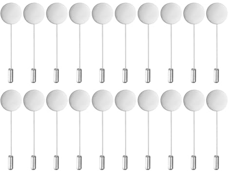 M METERXITY 20er-Pack Flache Runde Tablett Reversnadel, Legierung DIY Boutonniere Pins für Anzug/Hut/Krawatte/Schal Abzeichen, Nadel-Korsage Sicherheitsnadel Blank Brosche [50mm, Silberton]
