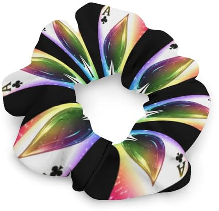 Spades Poker Rainbow Women's Scrunchies Ponytail Hold Hair Ties Gentle Hairs Bands Accessories for All Tousle Types