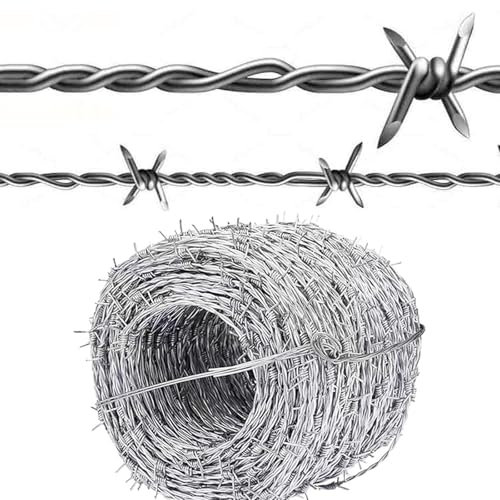 Alambre de Espino Anti-Escalada - Rollo Galvanizado para Vallas de Seguridad - Resistente a la Intemperie - Uso en Jardines/Campos,3mm,15m(49ft)