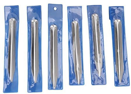 6pcs in Acciaio Inossidabile Laboratorio di Spatola Set con estremità Appuntite Arrotondate, Spatola di Laborattiera per la Legno in Metallo Curvo Strumento di Classe