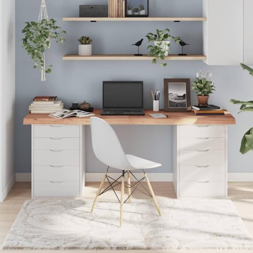 Snsowed Tischplatte Hellbraun 180x60x6 cm Massivholz Eiche Behandelt, Arbeitsplatte, Holzplatte, Schreibtischplatte, Waschtischplatte, Küchenarbeitsplatte