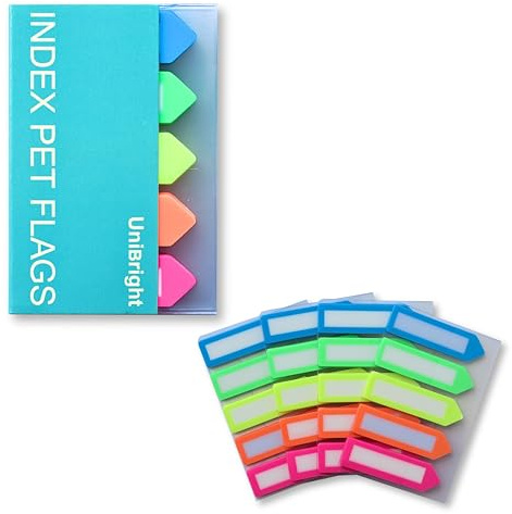 UniBright 500 pcs Sticky Tabs for Books & Notebooks, Transparent Writable Page Markers, with Carry-On Dispenser, Repositionable Strong Adhesive Page Tabs for Bible and Office School Home Use