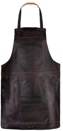 Leathershire Full Grain Leather Crossbody Handmade Apron – Perfect for Butchers, Chefs, BBQ Grill Masters, and Woodworkers