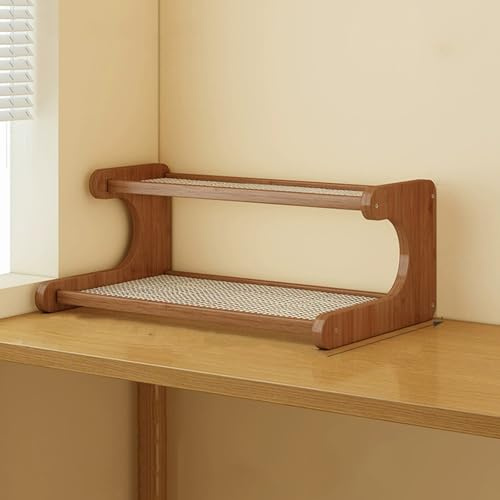 LIUWOPA Portabicchieri in legno a 2/3 ripiani da appoggio, porta cosmetici, espositore per tazze da caffè, organizer per condimenti e bottiglie (2 strati, 30 cm)