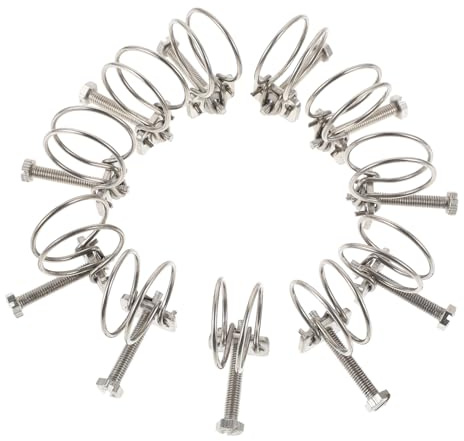 HOLIDYOYO 10Pcs Adjustable Double Wire Hose Clamps Stainless Steel Pipe Clips Corrosion Resistant for Plumbing Equipment and Chemical Industry