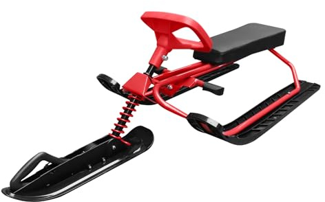 Fafeims Snow Racer-Skischlitten mit Lenkrad und Doppelbremsen für, Jugendliche und Erwachsene, Einfach zu Bedienender Wintersport-Skischlitten für Aufregende Fahrten Im Schnee