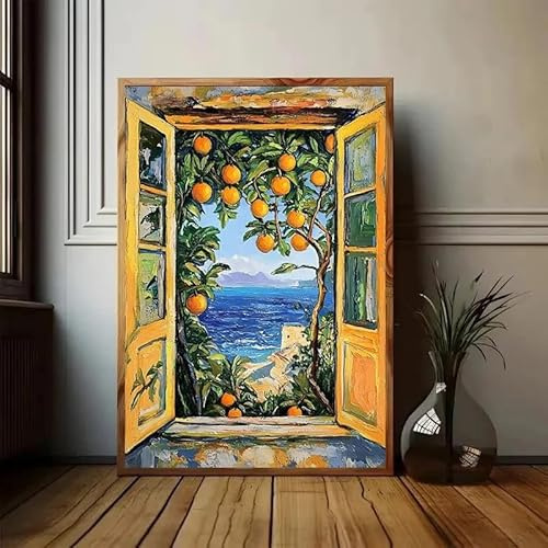 Öppet fönster äppelträd citron Henri Matisse poster kanvastavla väggtavla för vardagsrum kök inredning (60x90 cm/utan ram)