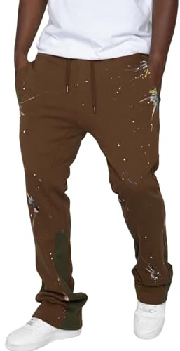 Slip-on byxor för herr med elastiskt band, eleganta joggingbyxor för herr stretch breda ben träningsbyxor sovbyxor med tryck mönster herrbyxor vandring fritidsbyxor löparbyxor långa sport haremsbyxor