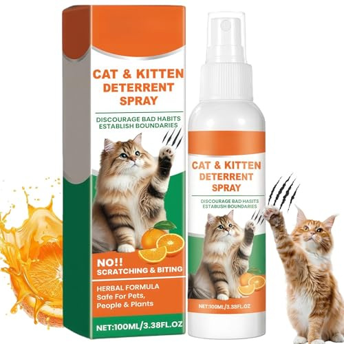 Cat Deterrent Spray Indoor - Natural Cat Repellent Spray, Safe Anti-Scratch Deterrent for Indoor & Outdoor Use, Protects Furniture, Sofas, Rugs & Restricted Areas, New Formula for Behavior Training