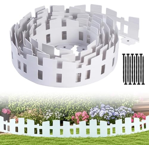 Borde de césped de plástico de 80 m, borde de plástico (muy alto, 10,6 cm), con 60 postes, valla de limitación flexible y borde de parterres de jardín
