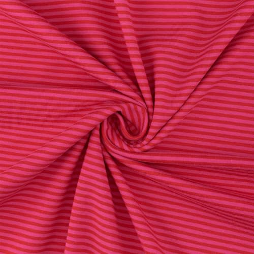 Jersey Stoff mit 2,5mm Streifen | ab 50cm x 150cm (pink/rot) | Baumwolljersey - Garngefärbt - Gestreift