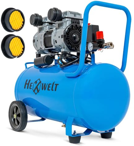 Compressore d'aria 50L, 8 Bar, 1500W / 3000W, oil-free o lubrificato ad olio, 250–380 l/min, 1/4, 2 uscite, manometro, riduttore di pressione, per officina, garage e pneumatici (2T-50L)