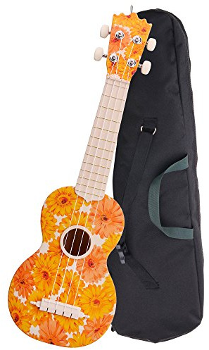 Classic Cantabile BeachBuddy Beachflower Sopran Ukulele aus ABS Material (Uke, Hawaii Gitarre, PVC Kunststoff, 12 Bünde, 12 Bünde leichtgängige Gitarren-Mechaniken, Outdoor & Strand tauglich)