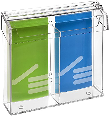 Zeigis 2-Fach DIN Lang Prospektbox/Prospekthalter/Flyerhalter im Hochformat, wetterfest, für Außen, mit Deckel, aus glasklarem Acrylglas