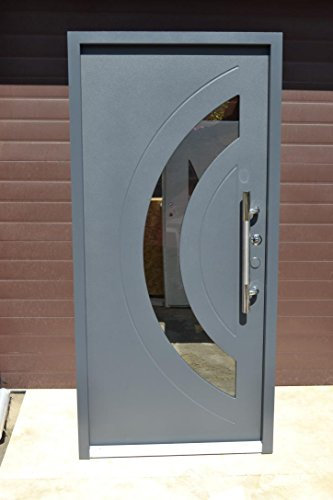 Nr.3, Design Haustür, Wohnungstür in Anthrazit 1000x2100 mm, Innen DIN rechts, Exklusive Haustür Türen Stoßgriff Haus-Eingangstüren Anthrazit Tür