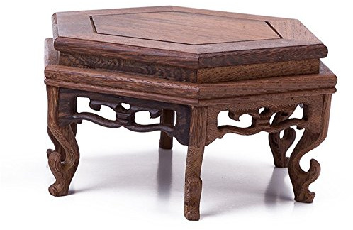 Beautiful Hand Craft Hexagon Rosewood Oriental Fishbowl Vase Stand 4.5