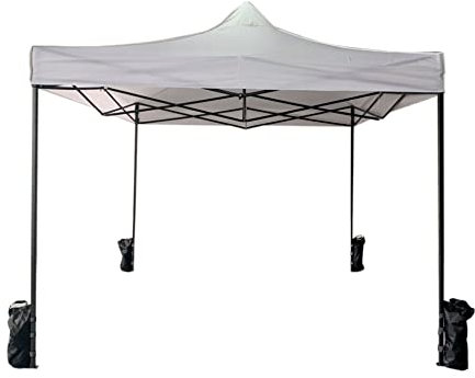 Rebecca Mobili Cenador Pabellón Plegable con 4 Pesos Blanco Poliéster Metal Funda de Transporte Festival Terraza Fiesta - 3,1x3x3 m (A x AN x FON) - Art. RE6326