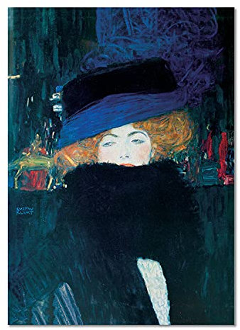 Giallobus - Gemälde - Gustav Klimt - Dame mit Hut und Federboa - Acrylglas - 70x100 - Bereit zum Aufhängen - Moderne Gemälde für zu Hause