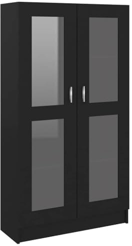 vidaXL Vitrina Armario de Libros Revistas Estantería Estante Soporte Almacenamiento Oficina Hogar Casa Decoración de Madera Contrachapada Negro