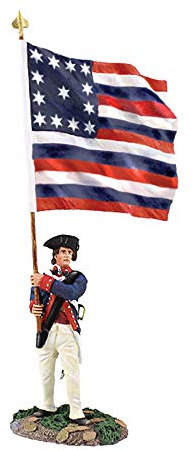 W. Britain's Toy Soldiers American Revolution 16094 Continental Line 1st American Regiment with Colors 1:30 Scale Pewter