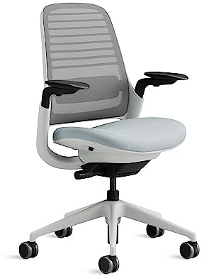 Steelcase Ergonomischer Bürostuhl: Series 1, Lumbalstütze, Sturmhorizont | 4D-Armlehnen, Universalrollen, Premium-Materialien, bis 150 kg und 190 cm, sitzkomfort