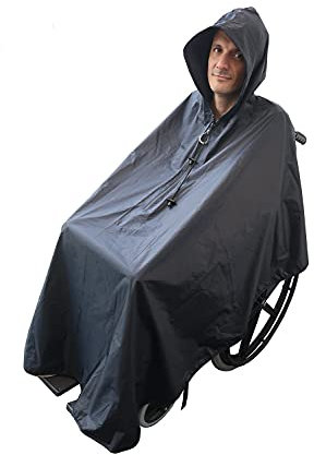 ActionCare Wasserdichter Rollstuhl-Poncho, Regenumhang für Erwachsene, Standard-Rollstuhl, Marineblau