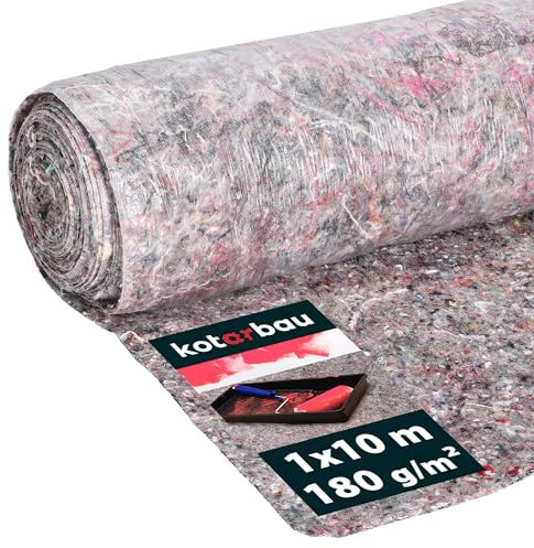 KOTARBAU® Tapis de feutre pour peintre - 1 x 10 m - 180 g/m² - Avec film antidérapant comme protection du sol.