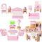 Kit de Meubles de Maison de poupées en Bois 5 pièces 22 pièces Miniature Maison de poupées Accessoires y Compris la Cuisine, Salle à Manger,Salon,Chambre,Salle de Bains pour Maison de Jeu