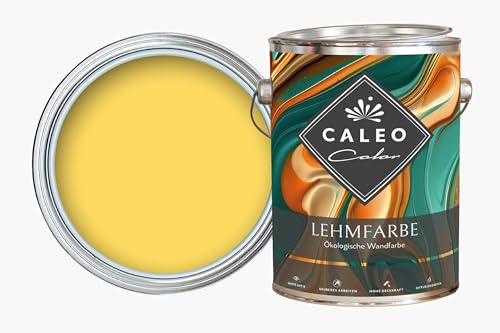 Caleo Color Lehmfarbe GOLDREGEN Gelb, 2,25 Liter - ökologische Wandfarbe für Wohnzimmer und Co. - hoch deckend, tropffrei, geruchsneutral