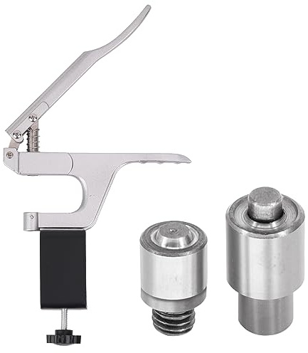 Trimming Shop Juego de troqueles de fijación de ojales de 4 mm con alicates de mesa ZYT plateados, herramienta de instalación de ojales para proyectos de bricolaje, manualidades de cuero, ropa,