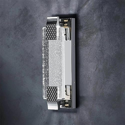 OOWOKS Kristall Wandleuchte in Chrome Innen Modern Wandlampe LED K9 Kristall Lampe Wand Nachttischlampe Dimmbar 3 Lichtfarbe 3000K/4000K/6000K Crystal Wandbeleuchtung für Wohnzimmer Schlafzimmer Flur