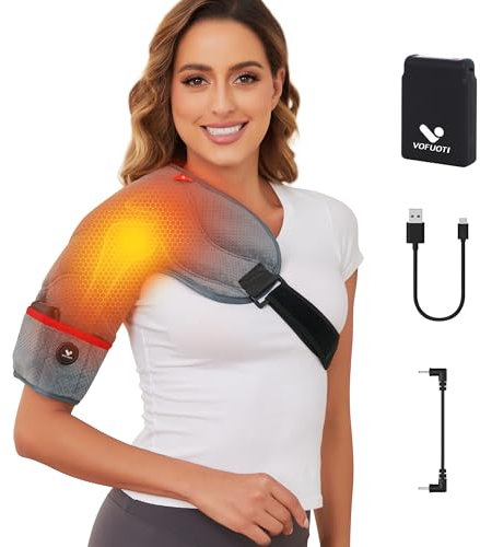 Vofuoti Kabelloses Heizkissen Schulter mit Akku, Tragbare Schulterbandage Wärme, Wärmetherapie Schulterstütze Für Schulterbeschwerden, elektrische schulterbandage Muskel Relief für Reisen