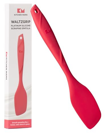 Kitchen Mama Silicone Spatula: Platinum Heat-Resistant Silicone for Cooking & Flipping, Flexible & Beveled Edge, One Piece for Scraping & Mixing, Baking, Dishwasher-Safe (Red)