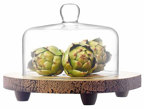 SOLAVIA Cake Dome Cover No Board Glass Lid Cloche for Cake, Cheese, Pastry H16cm W19.5cm Home Kitchen Decor Display Protects for Afternoon Tea Scones Olivia, Base Not Included