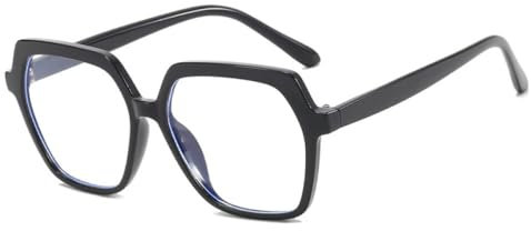 PFINAMC Brillengestell, modische Brille, Anti-Blaulicht, Retro, quadratische Brille ohne Grad, bunter Rahmen, Brille, Schwarz, 1
